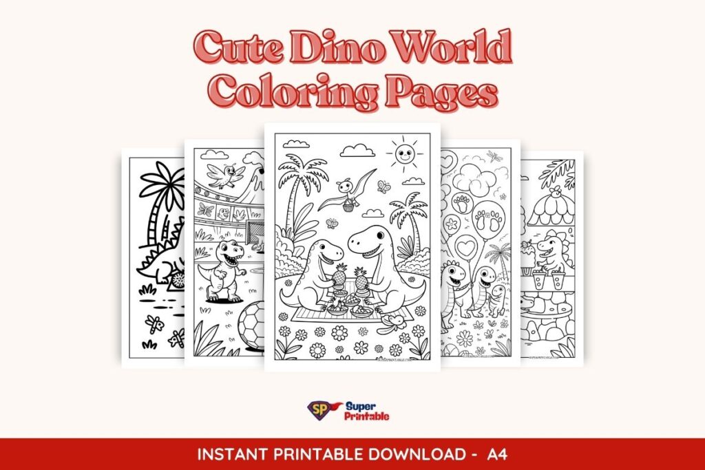 Cute Dino World Coloring Pages – Free Printables for Kids