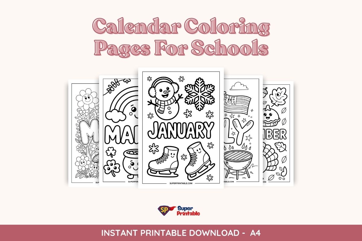 Calendar Coloring Pages For Schools Free PDF Printables