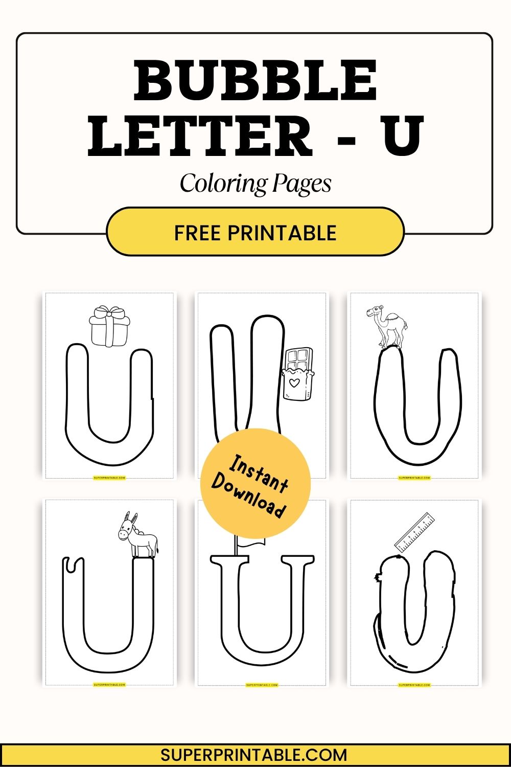 8 Bubble Letter – U Coloring Pages | Free PDF