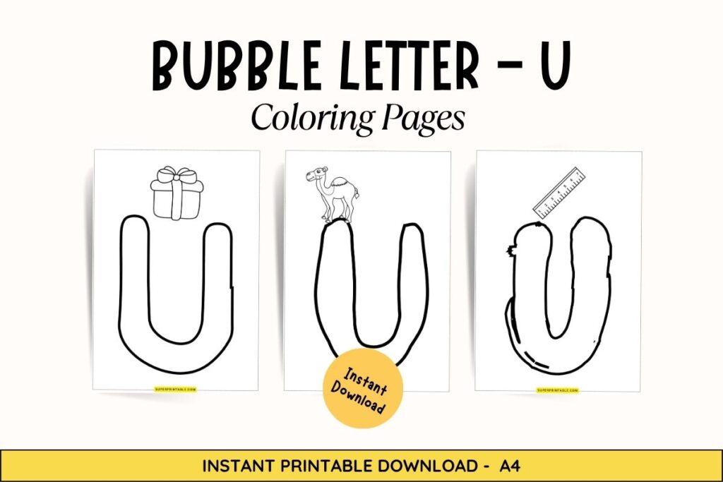 8 Bubble Letter – U Coloring Pages | Free PDF