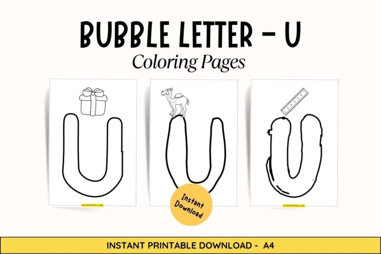 8 Bubble Letter – U Coloring Pages | Free PDF