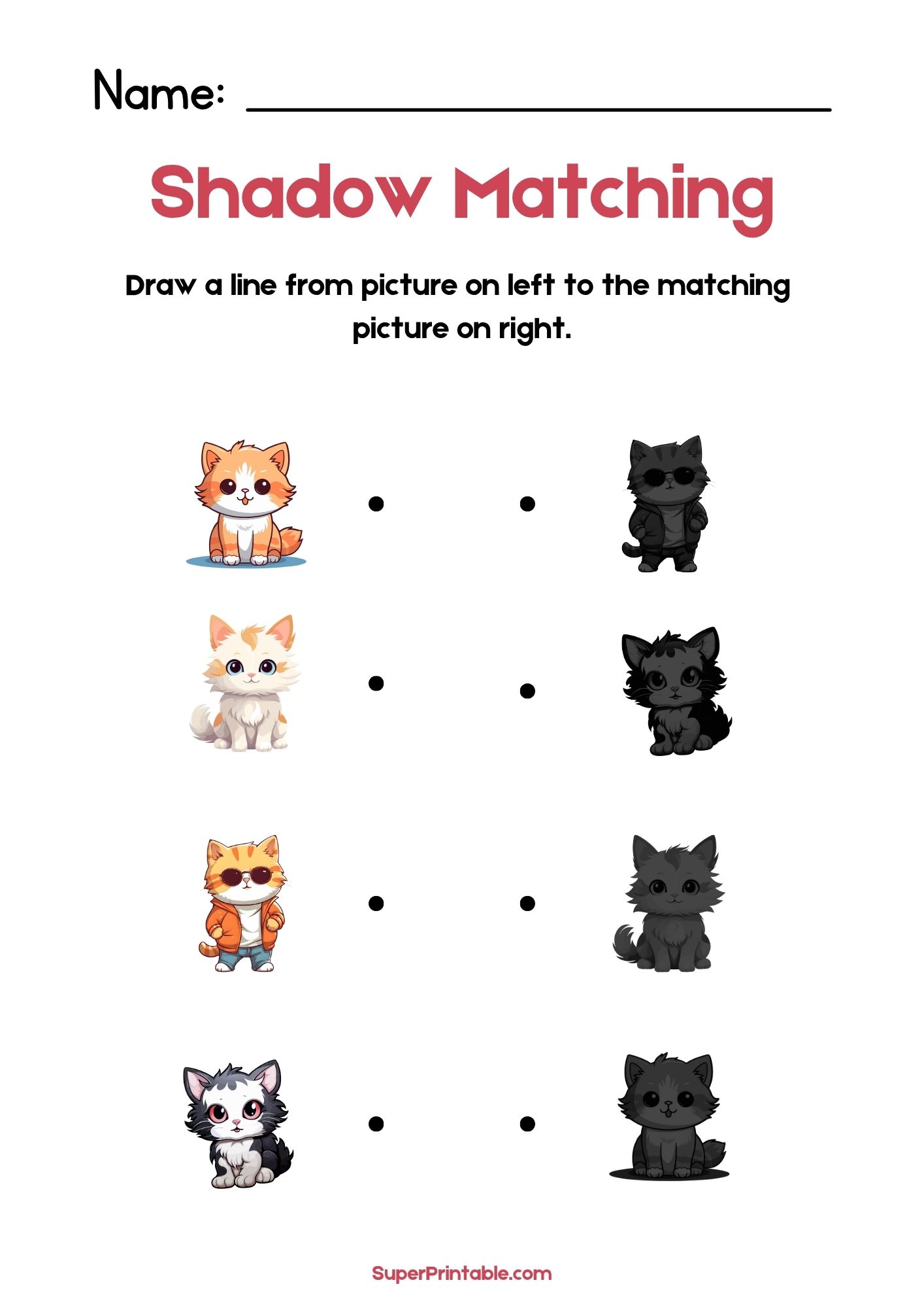 Pet Friends Find The Shadow Matching Worksheet | Free PDF
