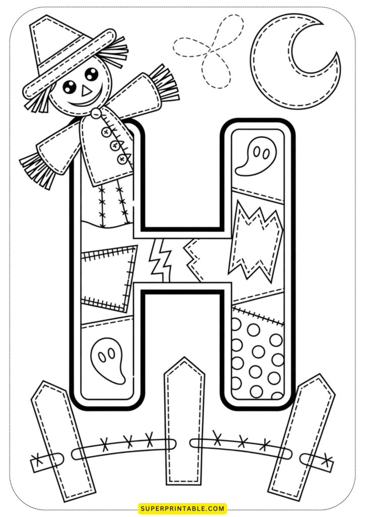 Quilted Halloween Alphabet Coloring Pages for Kids | Free PDF