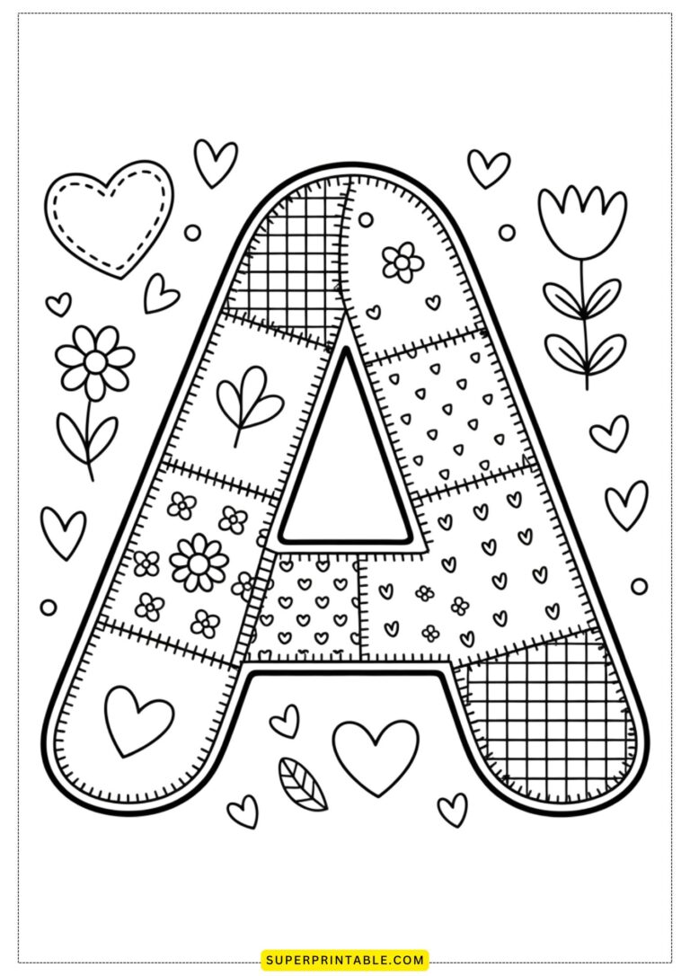 The Quilted Letters Collection Coloring Pages | Free PDF