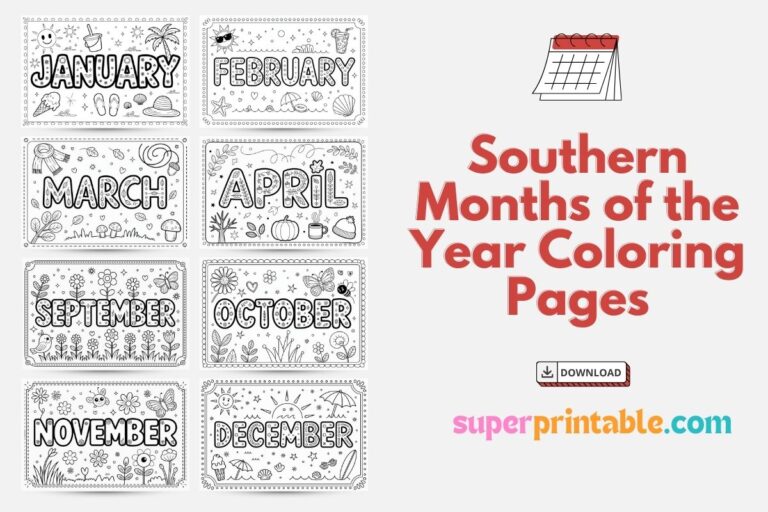 Southern Months of the Year Coloring Pages (Free Printable PDF)