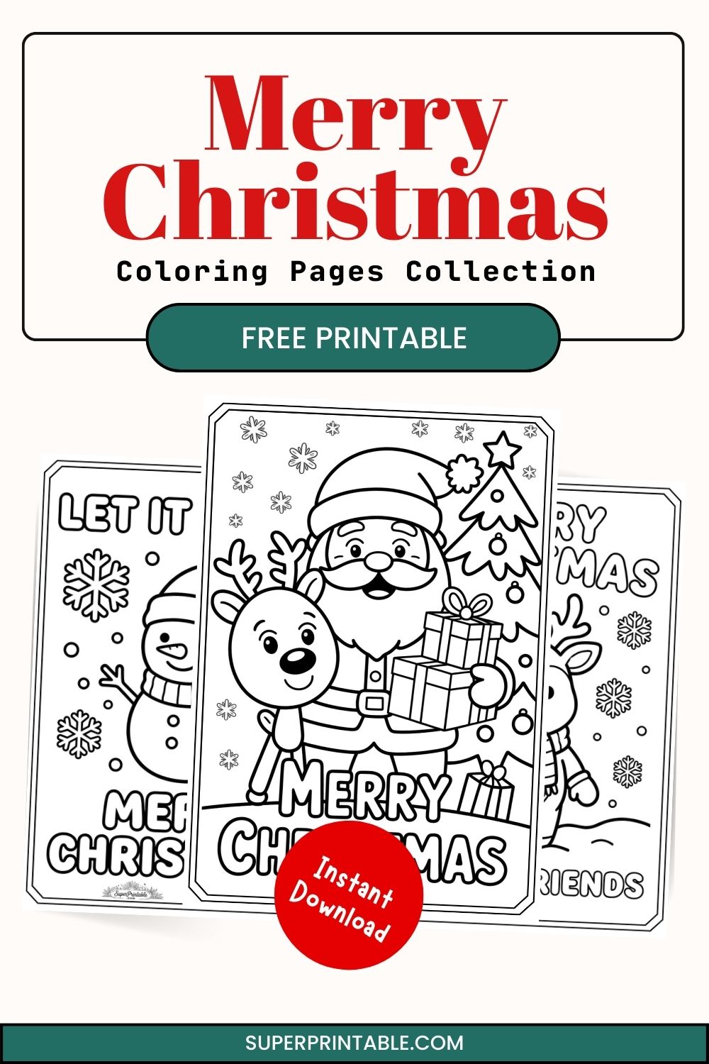 10 Merry Christmas Coloring Pages (Free PDF Printables)