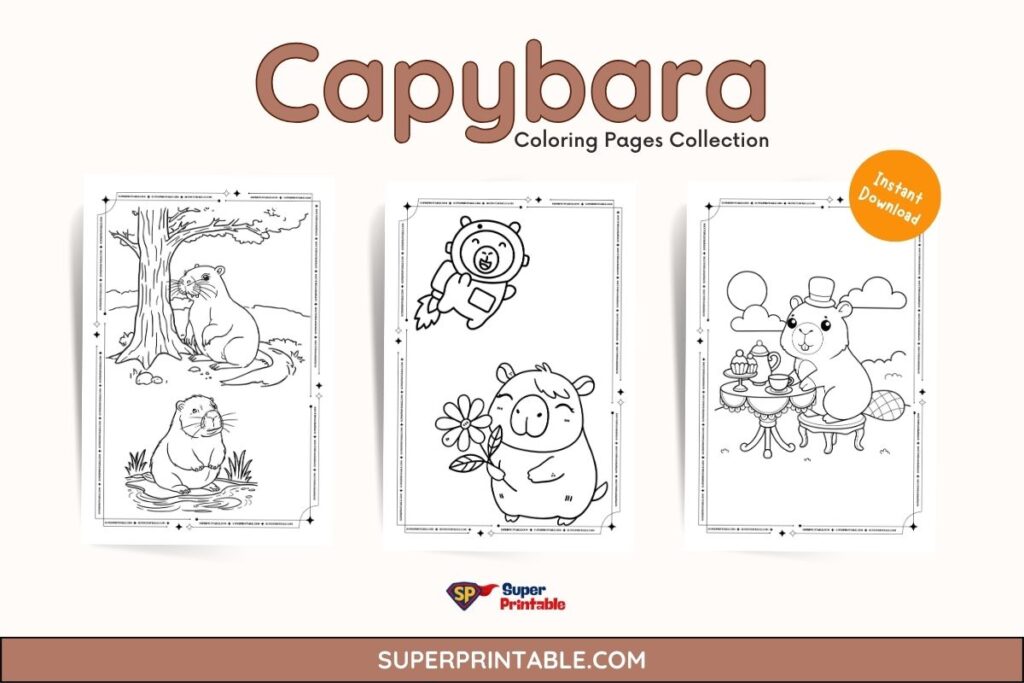 30+ Capybara Coloring Pages (Free PDF Printables)