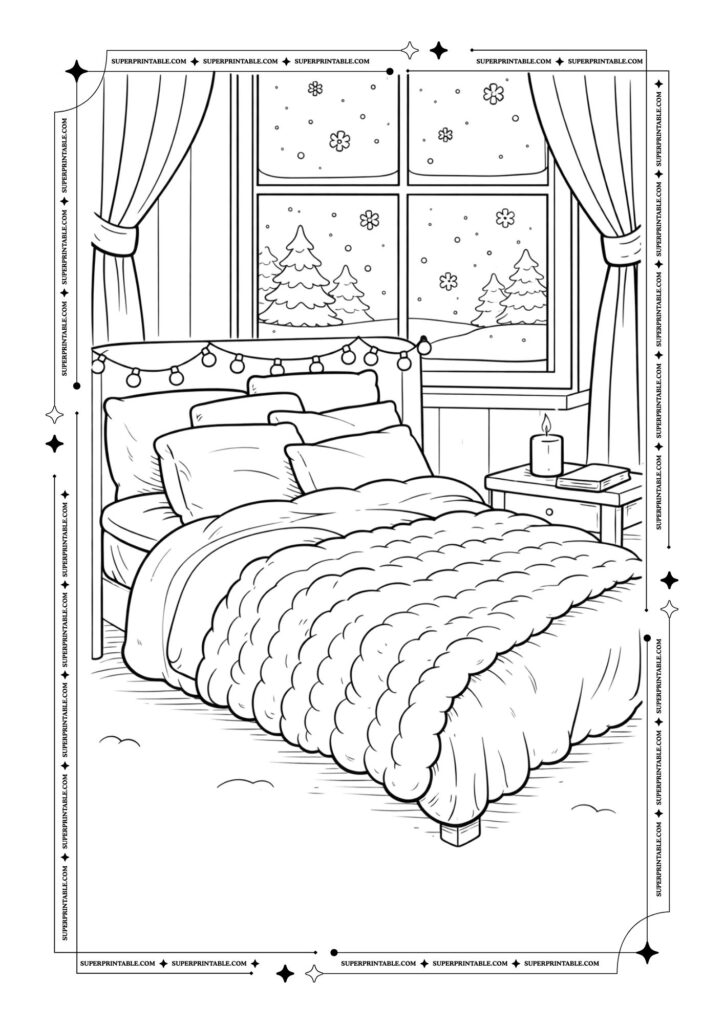 Cozy Christmas Coloring Pages 1