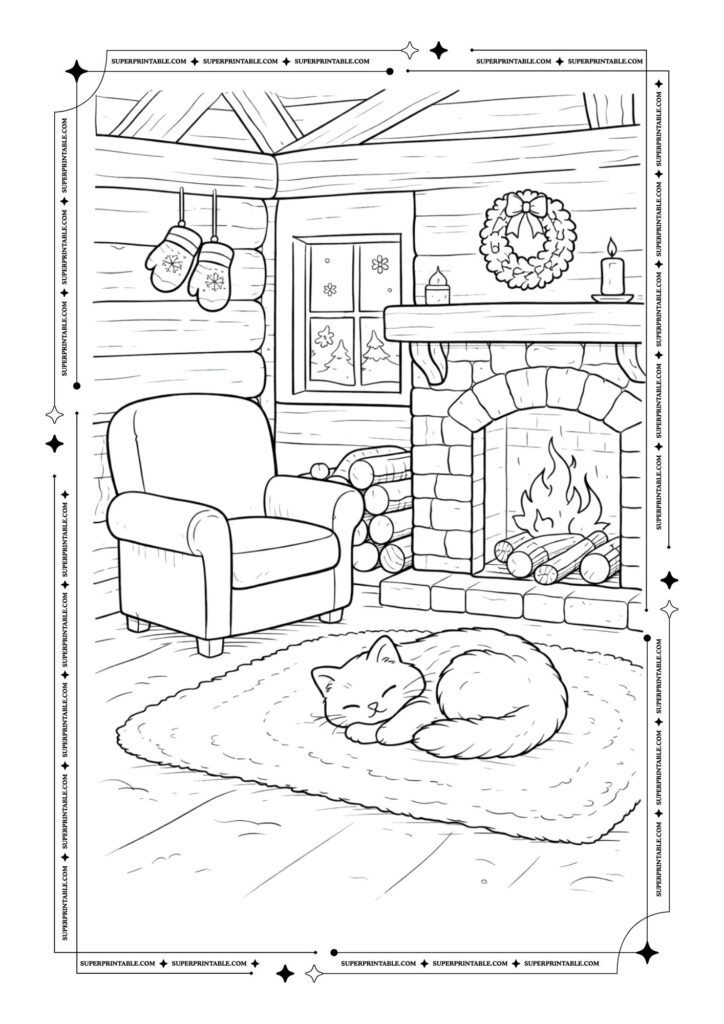 Cozy Christmas Coloring Pages 3