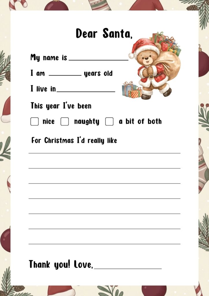 Letter to Santa Templates 4