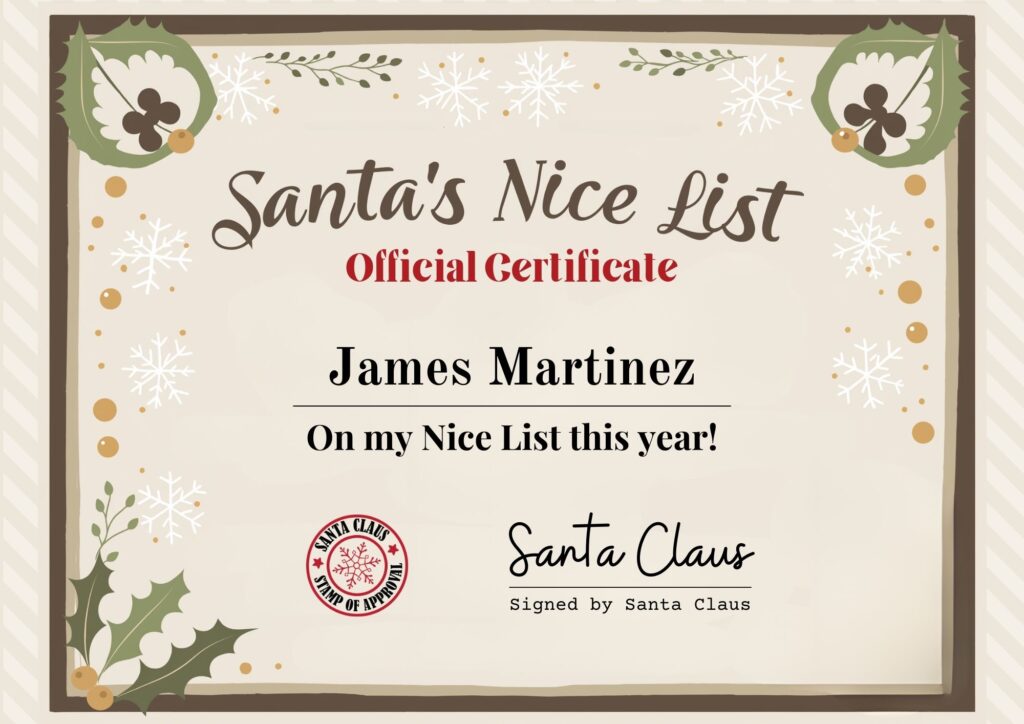 Official Nice List Certificate 2