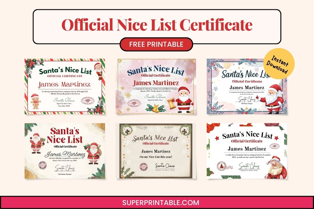 Official Nice List Certificate Template