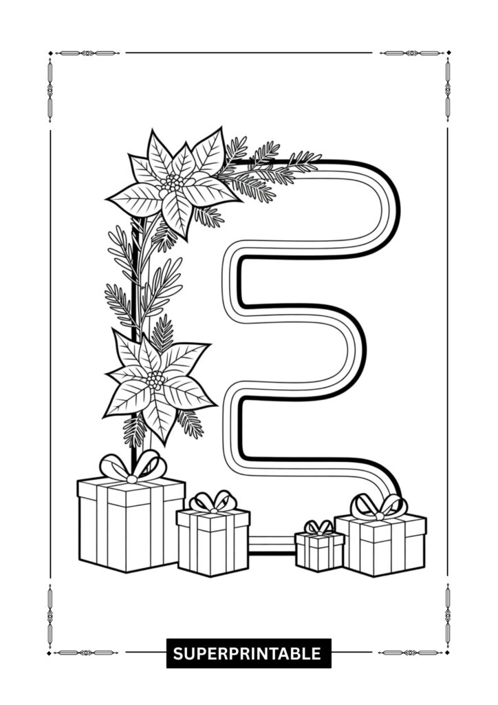 Poinsettia Gift Alphabet Coloring Pages 5