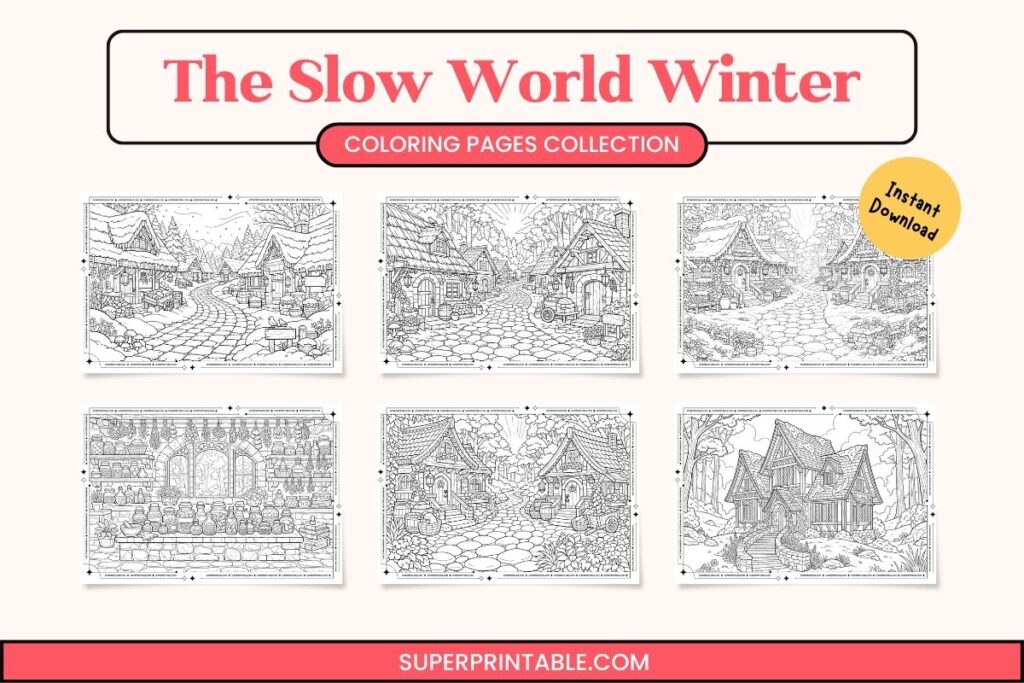 The Slow World Winter Coloring Pages (Free PDF Printables)