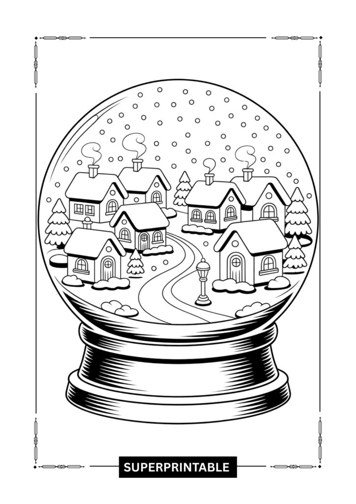 Winter Snow Globe Coloring Pages 1