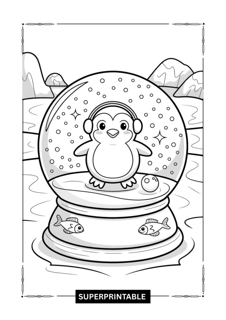 Winter Snow Globe Coloring Pages 3