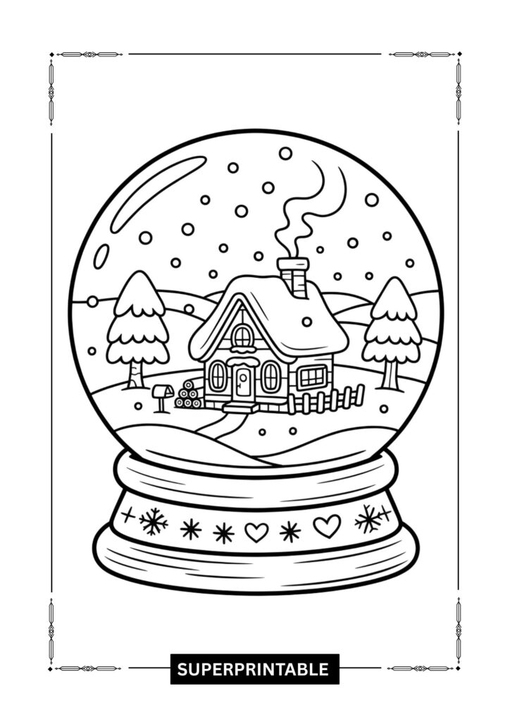 Winter Snow Globe Coloring Pages 4