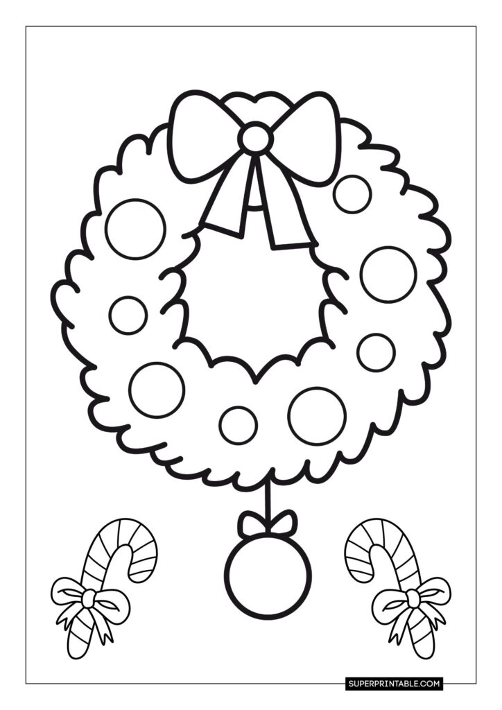 Wreath Christmas Coloring Pages 2