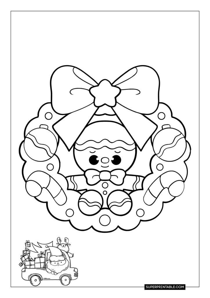 Wreath Christmas Coloring Pages 5