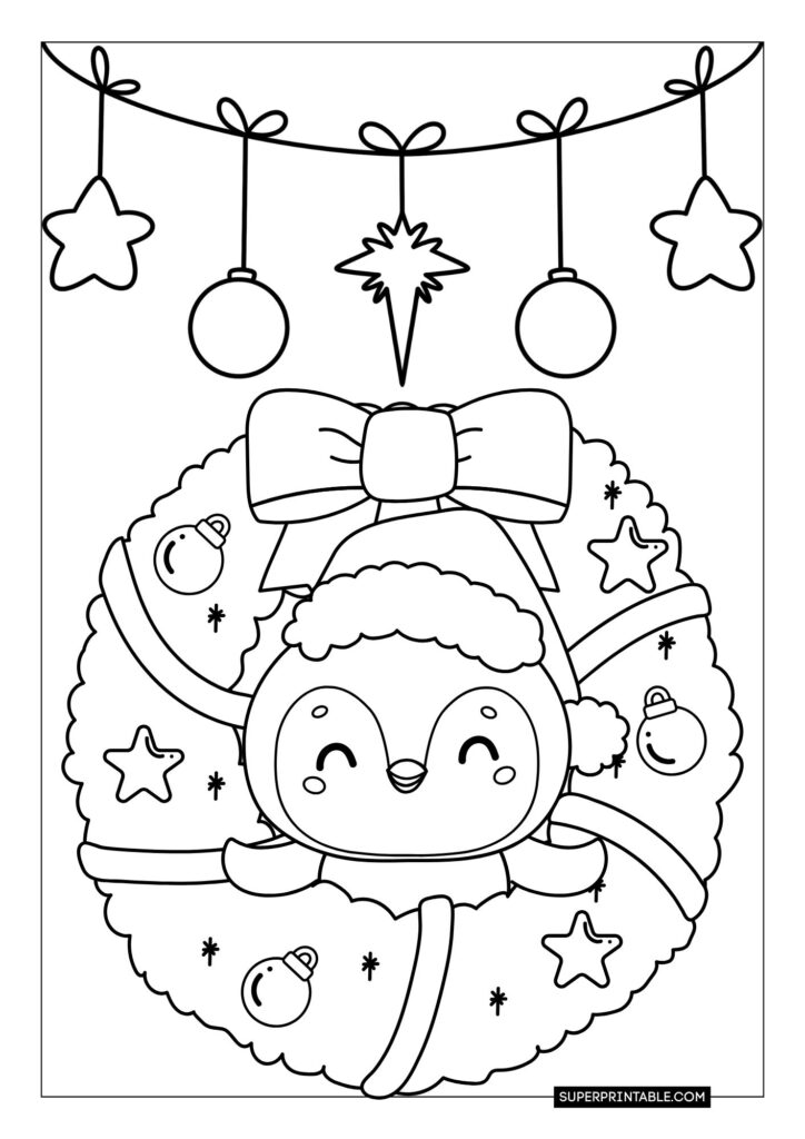 Wreath Christmas Coloring Pages 6