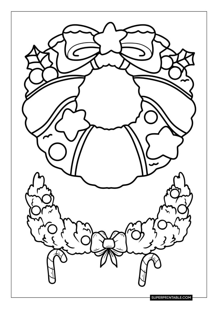 Wreath Christmas Coloring Pages 7