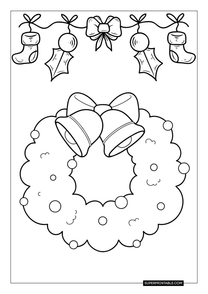 Wreath Christmas Coloring Pages 8