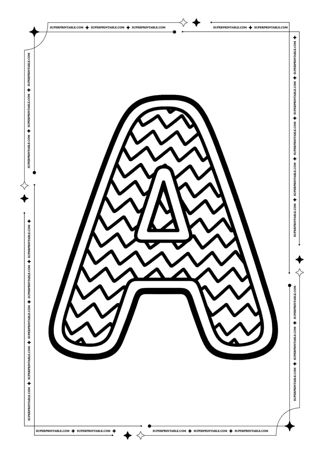 Zigzag Alphabet Coloring Pages (Free PDF Printables)