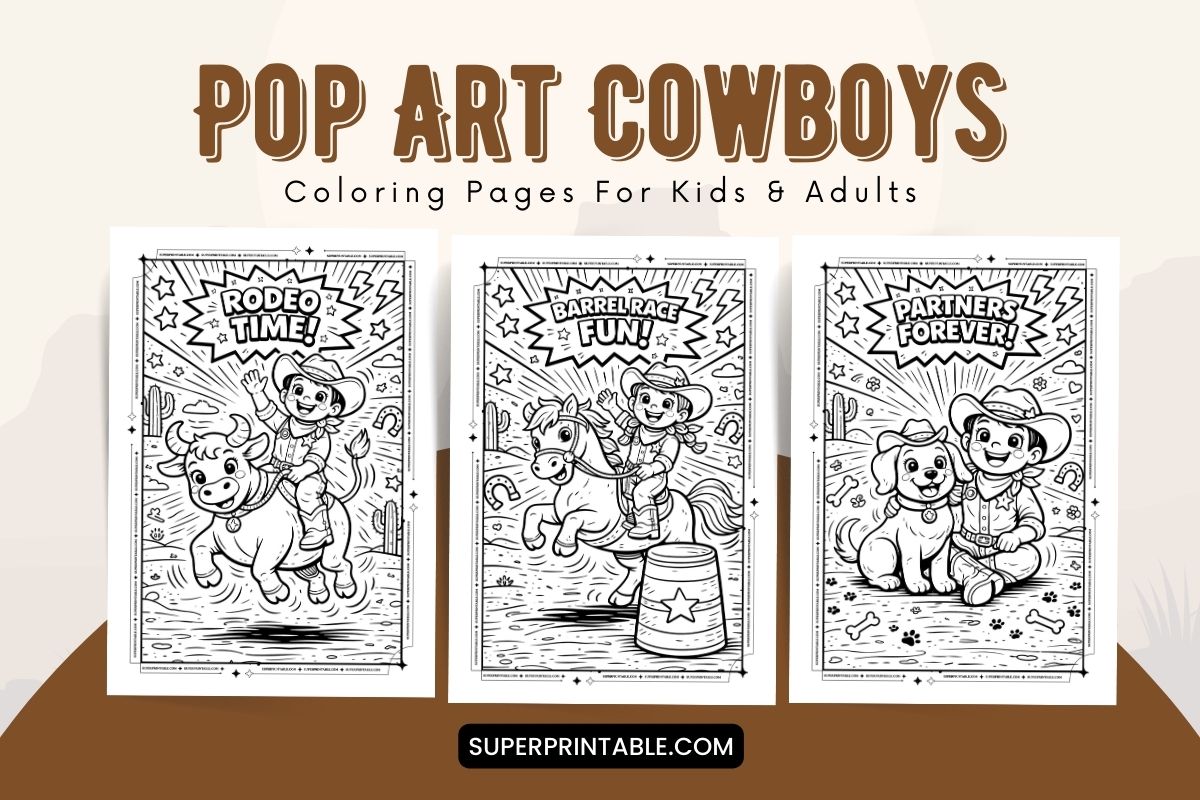 12+ Pop Art Cowboys Coloring Pages For Kids & Adults