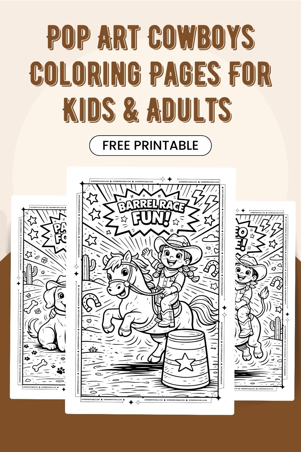 10+ Pop Art Cowboys Coloring Pages For Kids & Adults Pinterest Image