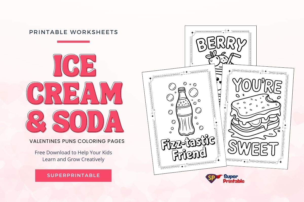 15+ Ice Cream & Soda Valentines Puns Coloring Pages