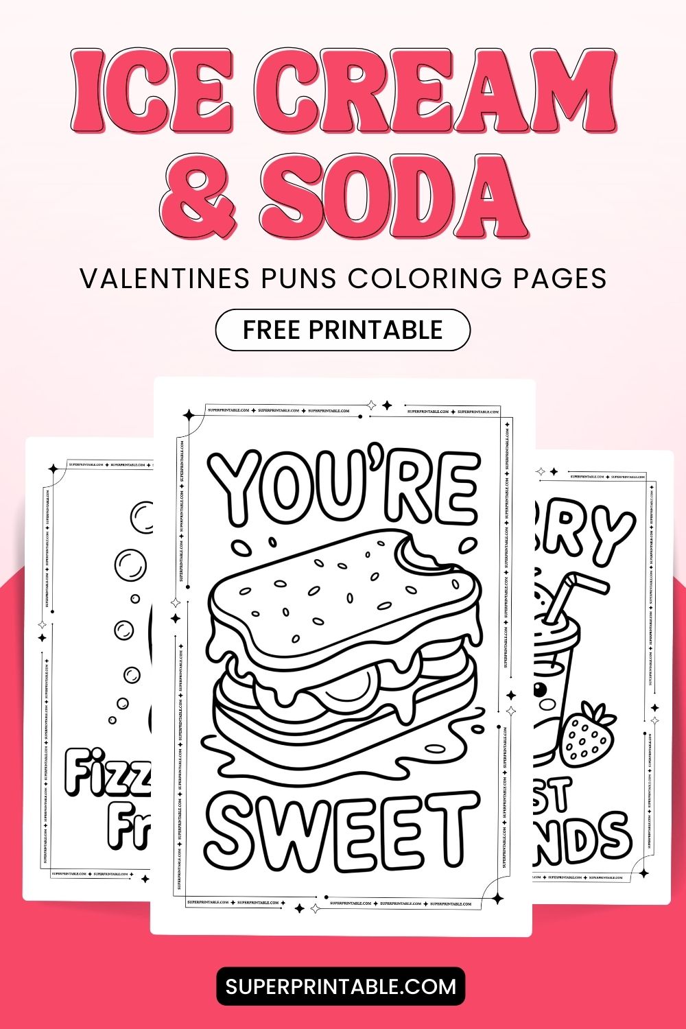 15+ Ice Cream & Soda Valentines Puns Coloring Pages Pinterest Image