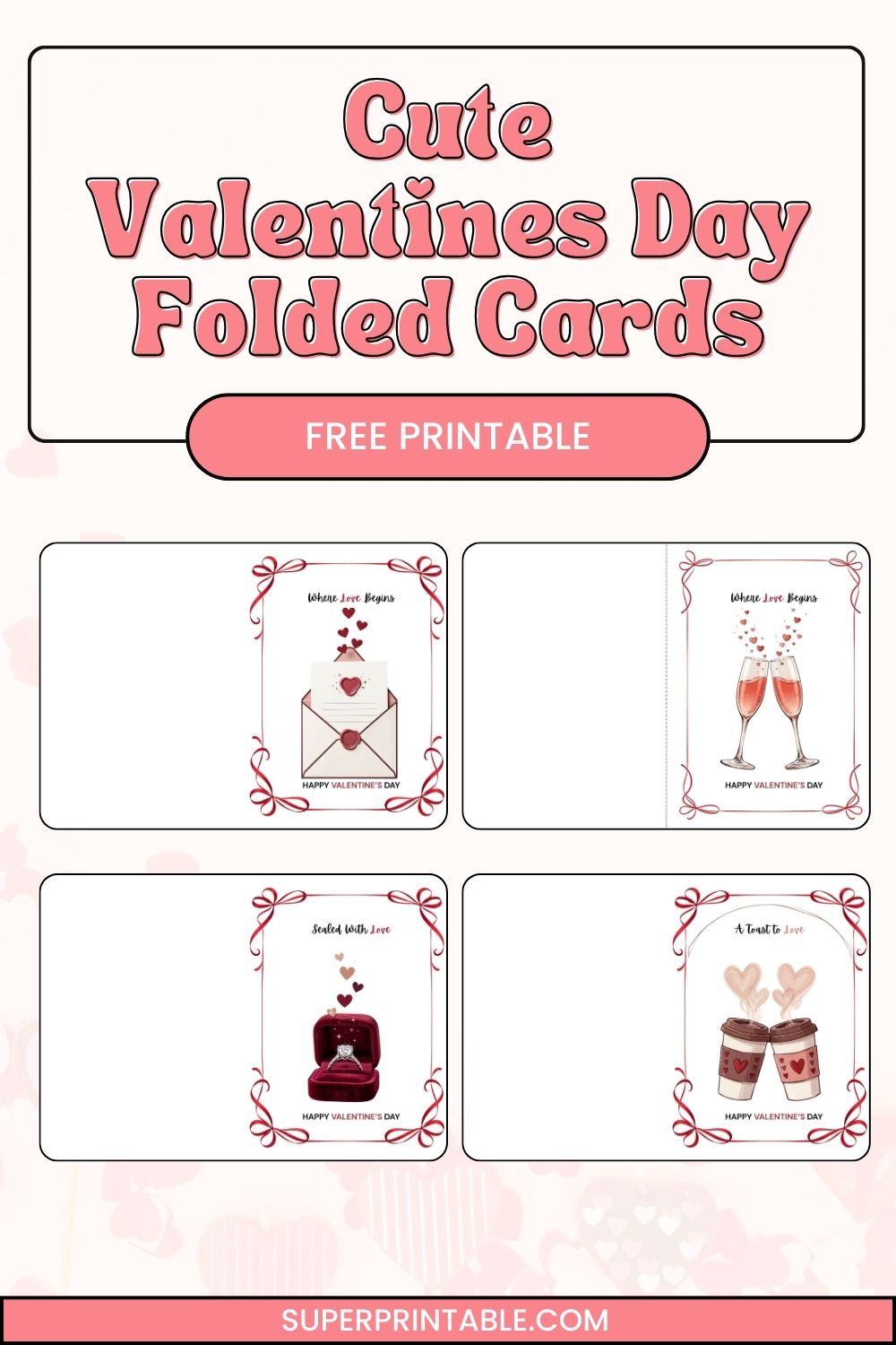 Cute Valentines Day Folded Cards Pinterest Image