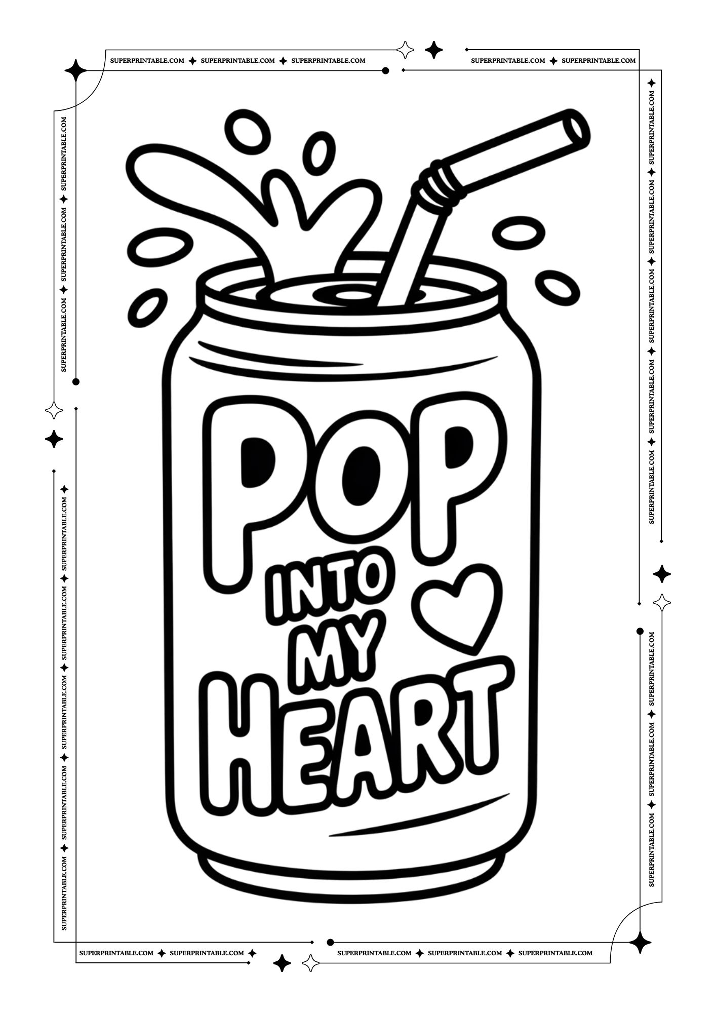 Ice Cream & Soda Valentines Puns Coloring Pages 2