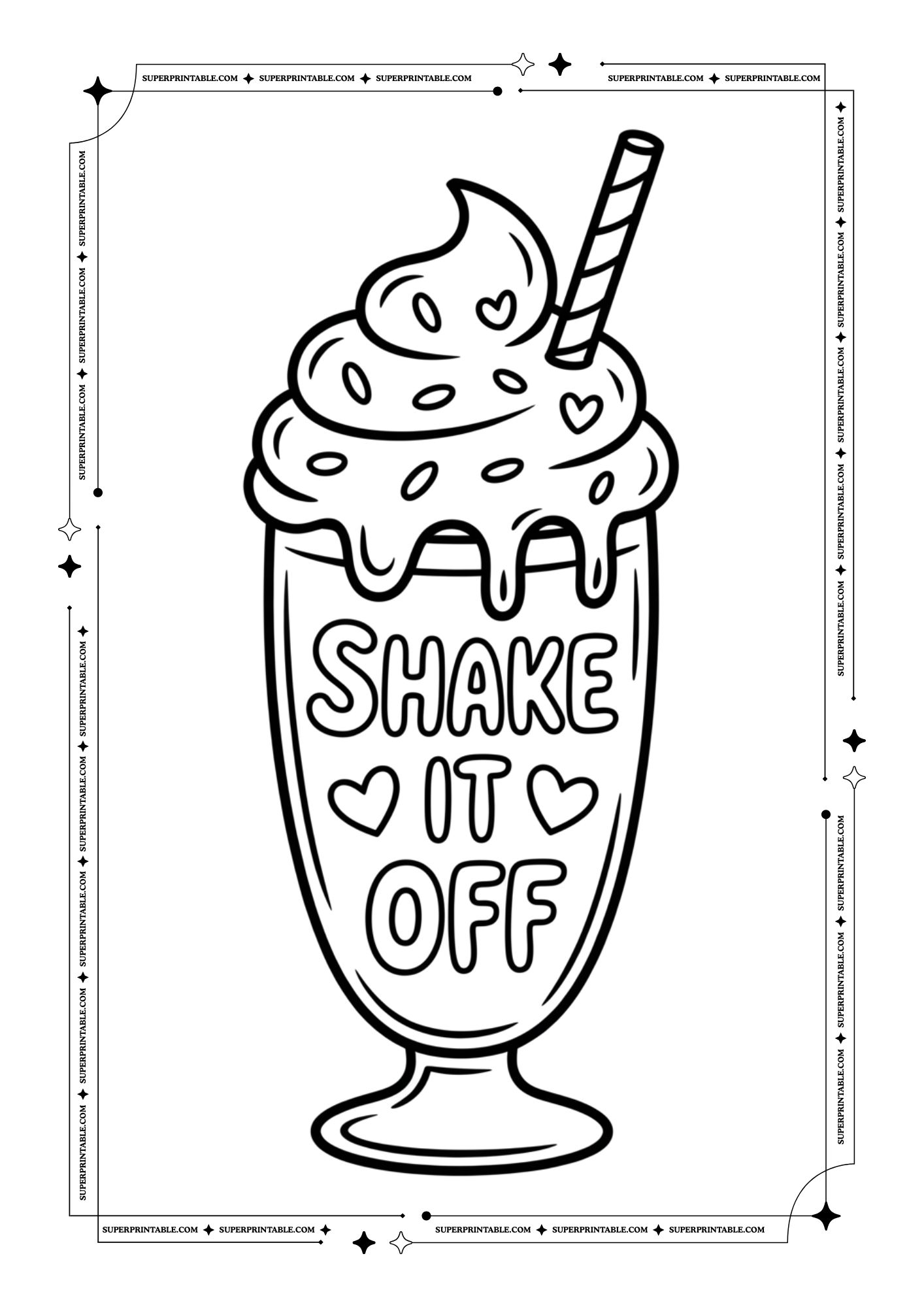 Ice Cream & Soda Valentines Puns Coloring Pages 3