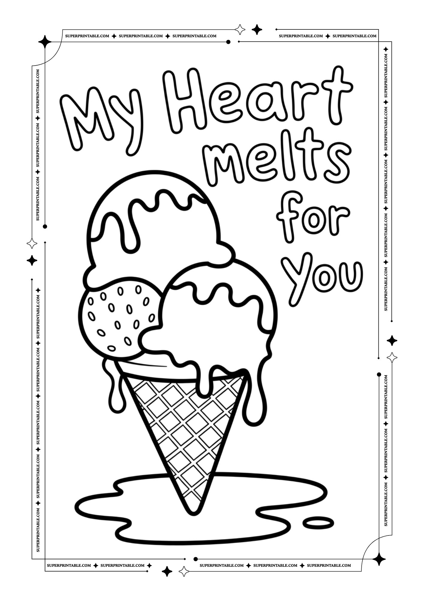 Ice Cream & Soda Valentines Puns Coloring Pages 4
