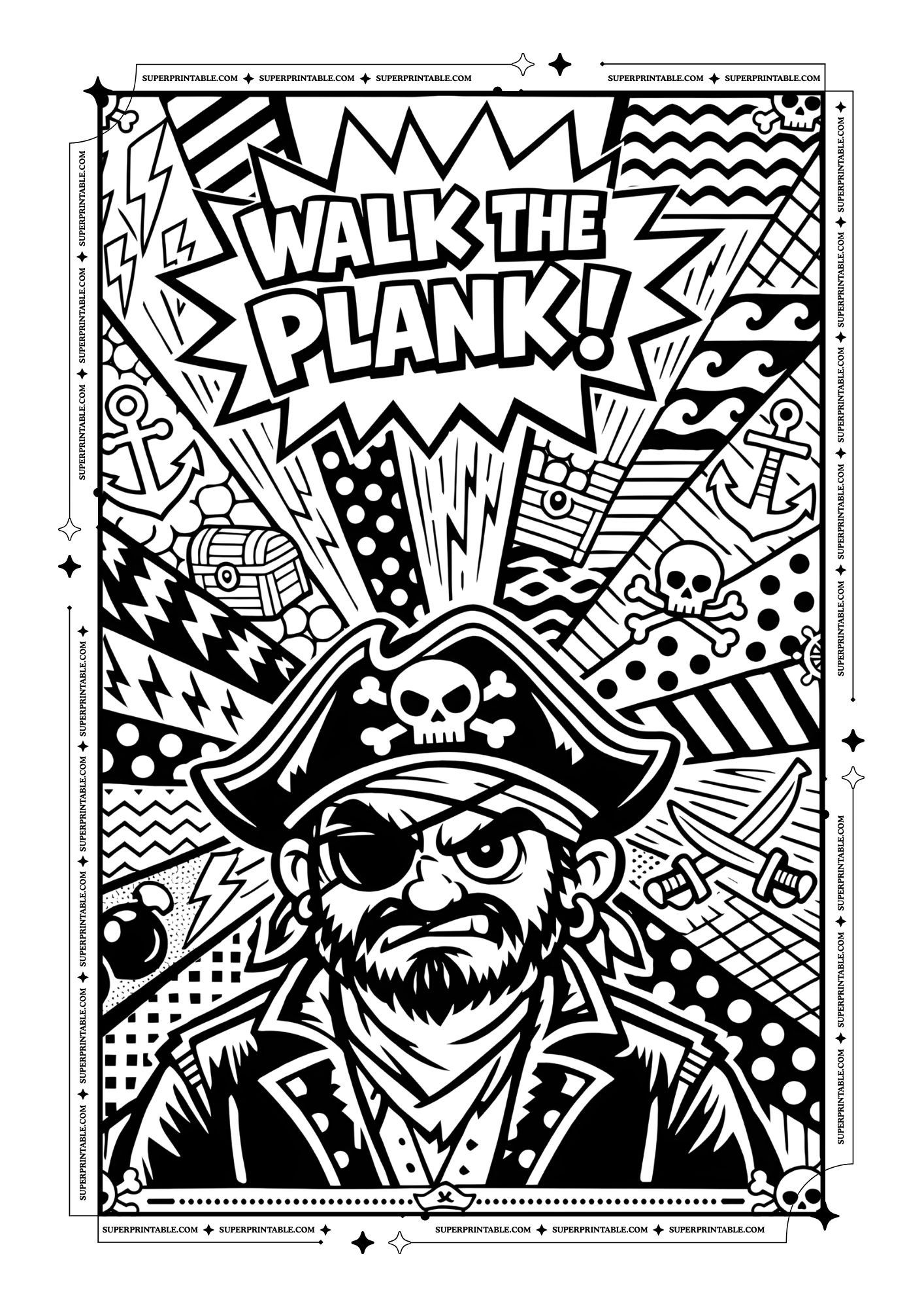 Pirate Pop Art Coloring Pages 1