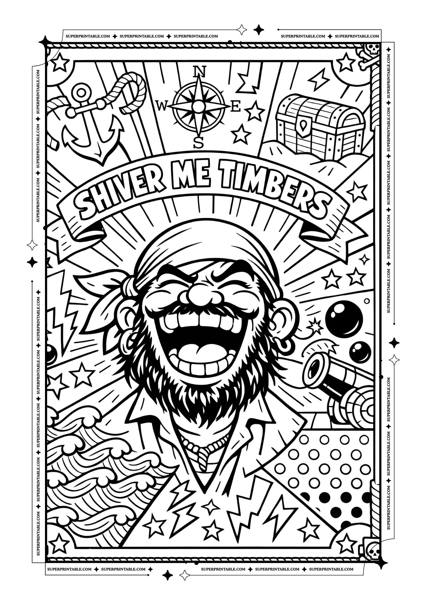 Pirate Pop Art Coloring Pages 2