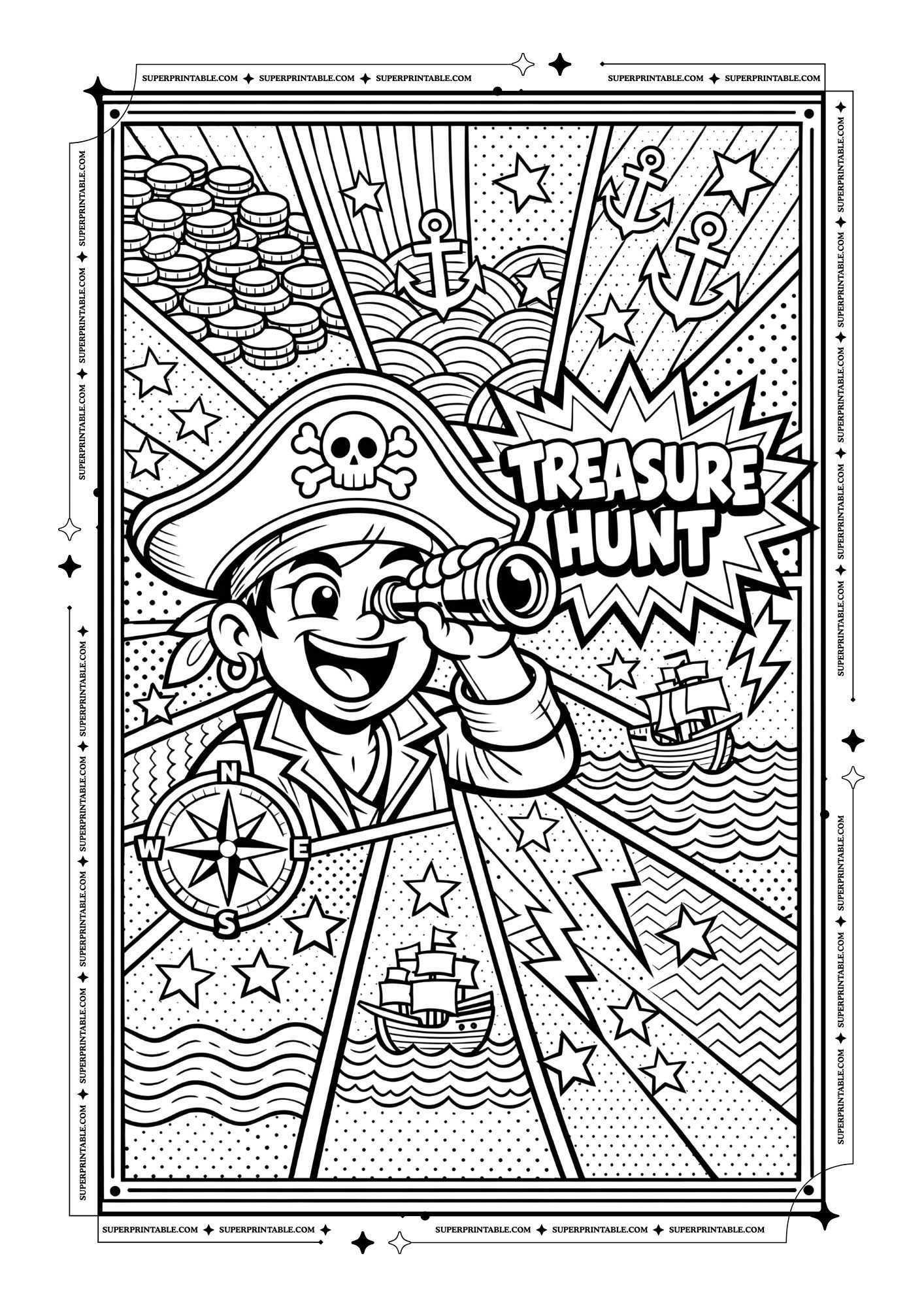 Pirate Pop Art Coloring Pages 3