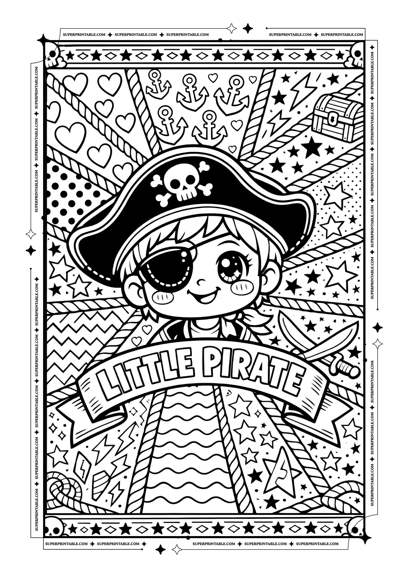 Pirate Pop Art Coloring Pages 4