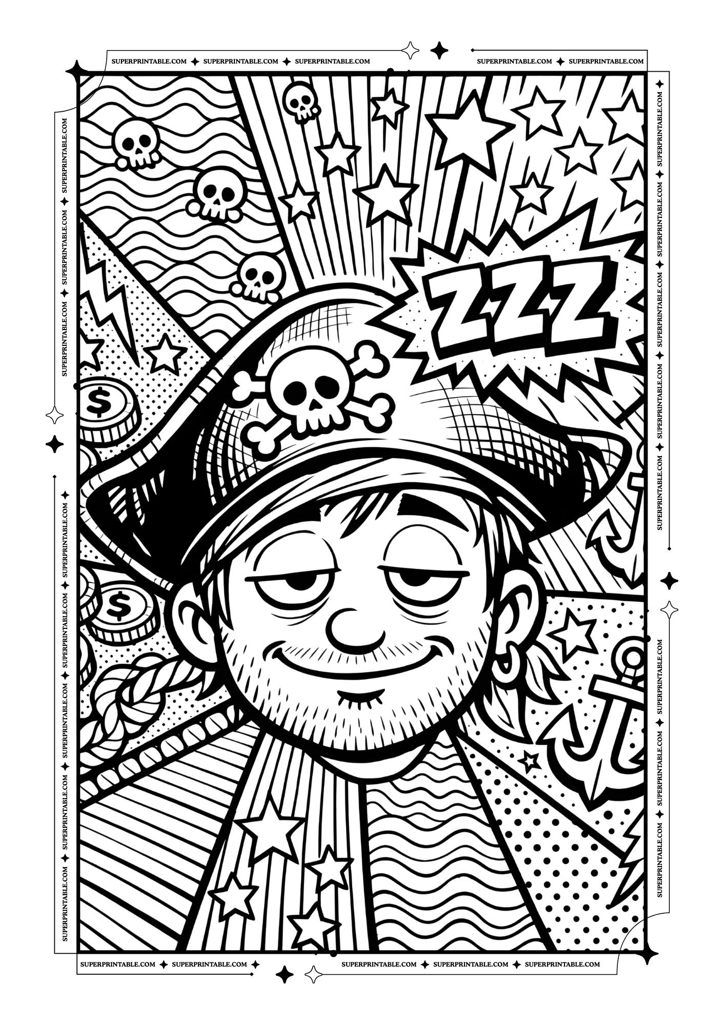 Pirate Pop Art Coloring Pages 5