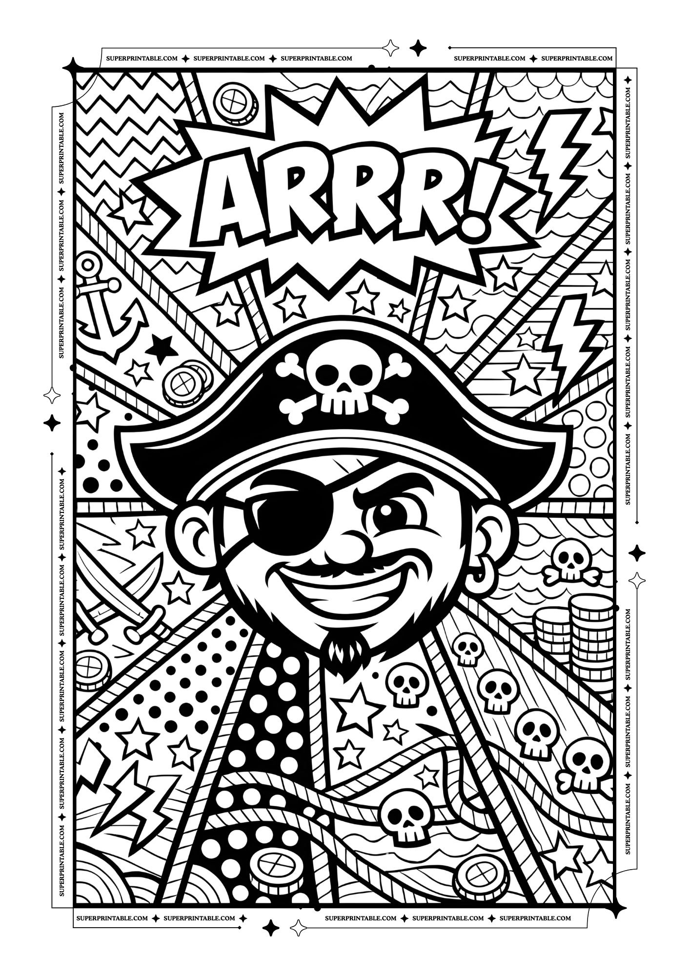 Pirate Pop Art Coloring Pages 7
