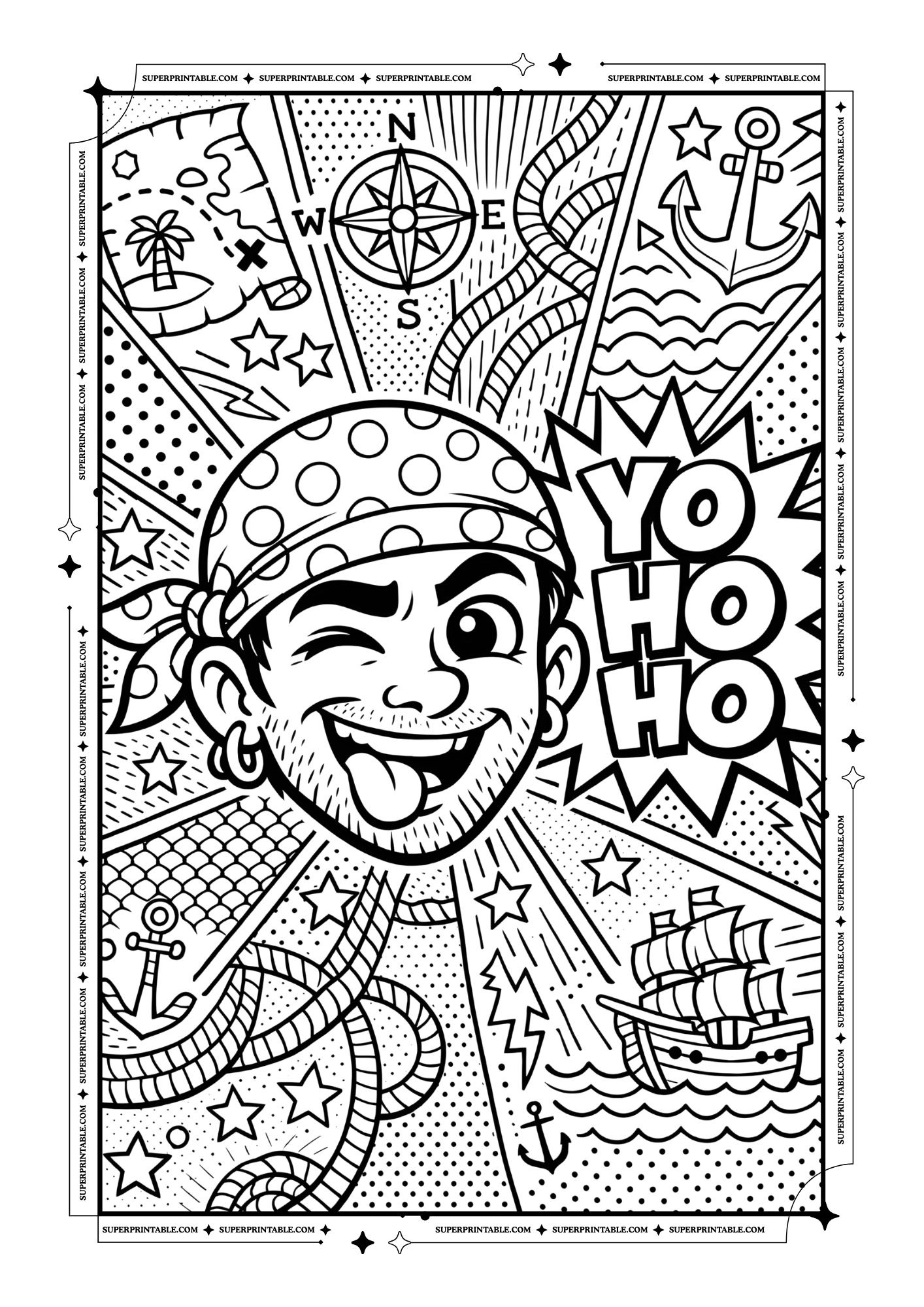 Pirate Pop Art Coloring Pages 8