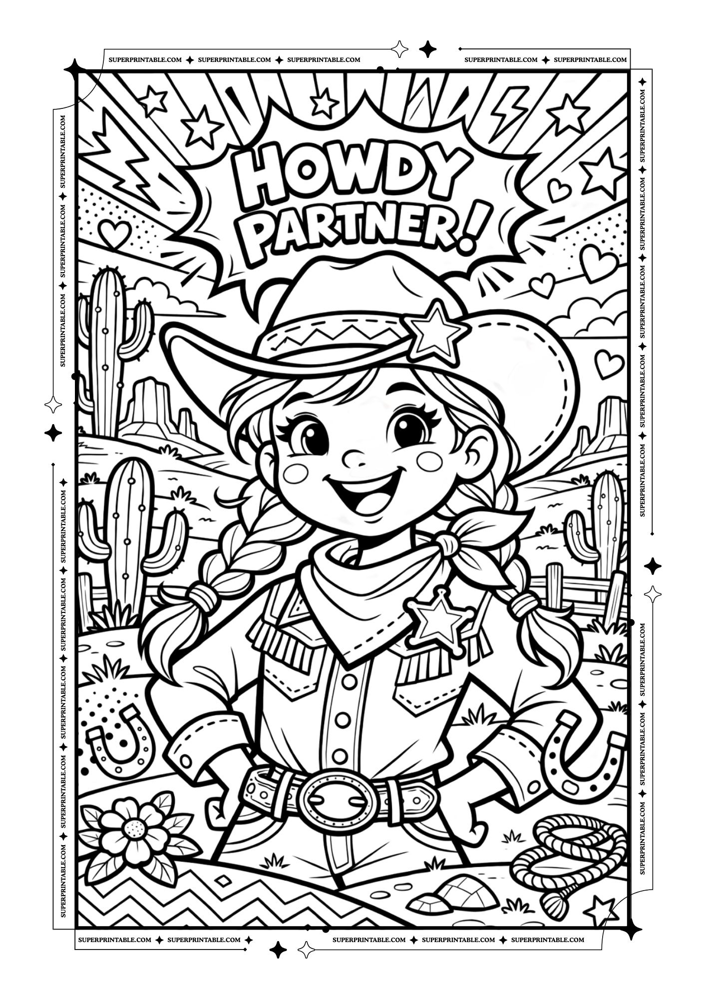 Pop Art Cowboys Coloring Pages For Kids & Adults 2