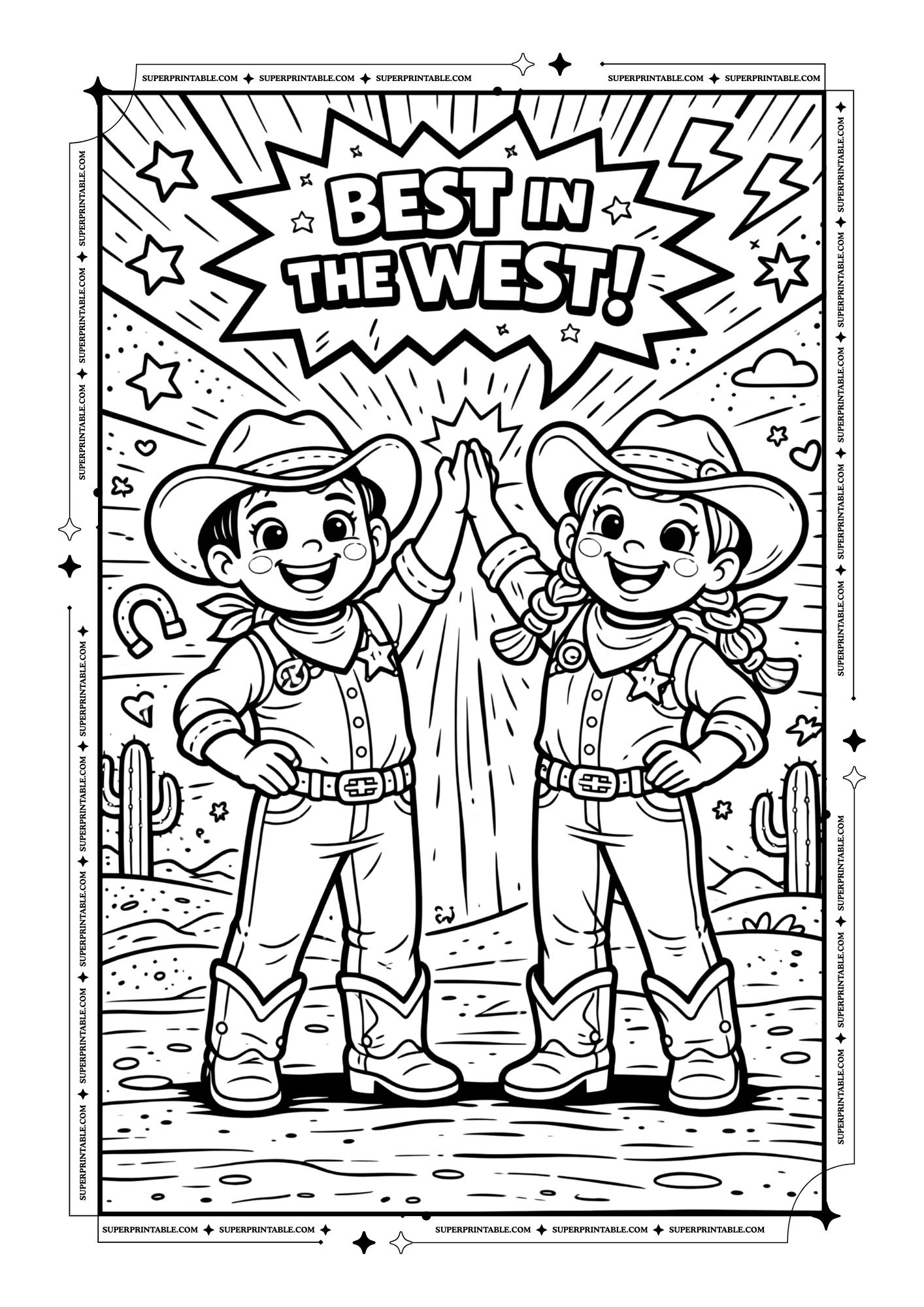 Pop Art Cowboys Coloring Pages For Kids & Adults 6