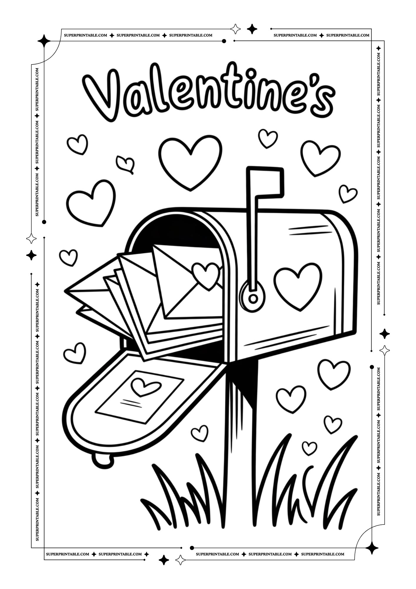 Simple Valentines Coloring Pages 1