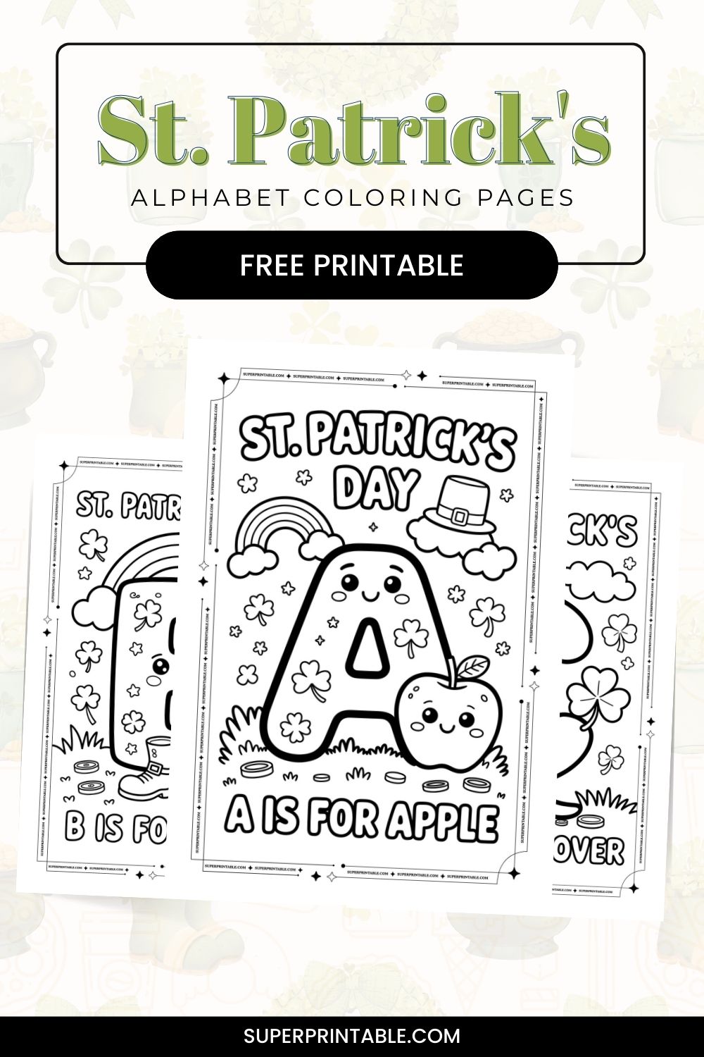 St. Patrick's Alphabet Coloring Pages Pinterest Image