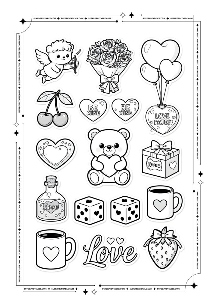 Valentines Sticker Coloring Pages 2