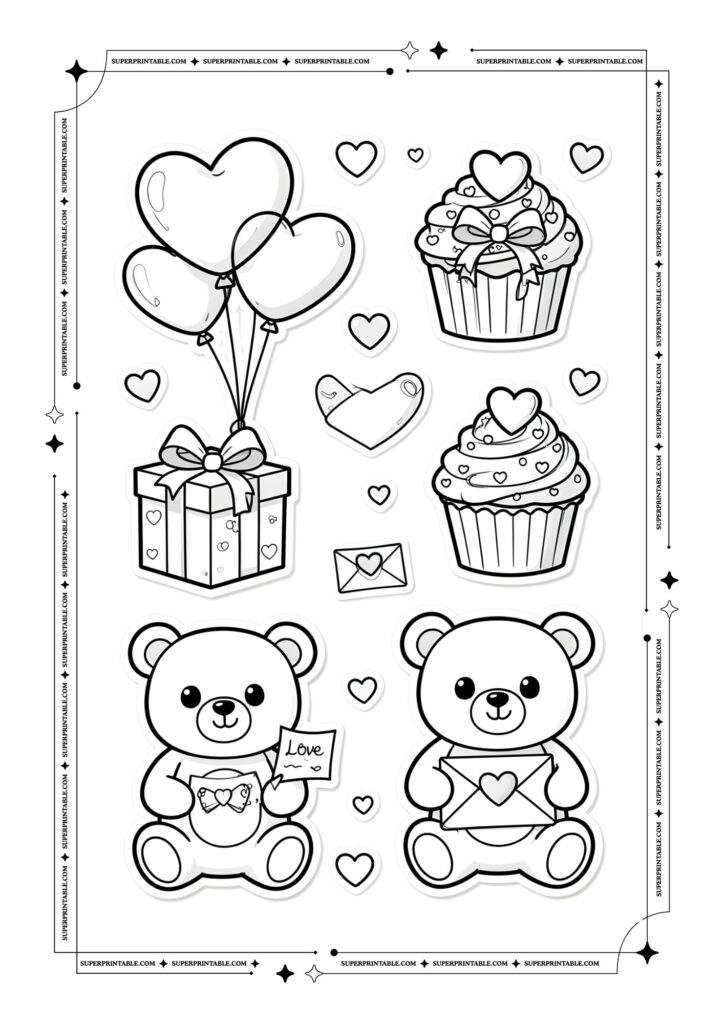 Valentines Sticker Coloring Pages 3