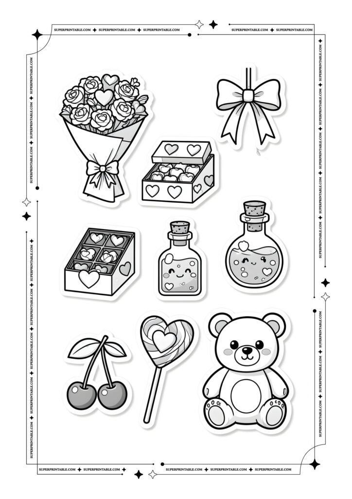 Valentines Sticker Coloring Pages 4