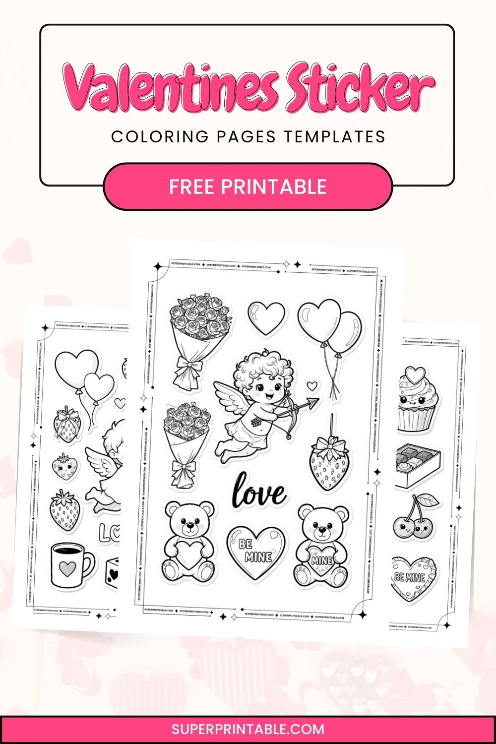 Valentines Sticker Coloring Pages Pinterest Image